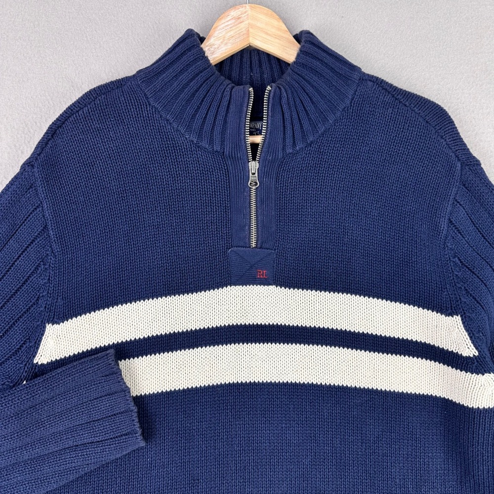 Vintage Polo Jeans Co Sweater Mens XL Blue‎ Knit Striped Rugby Blokecore Preppy
